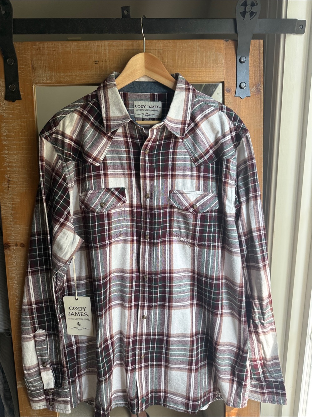 NWT Cody James Snap Button Plaid Western Shirt Size L